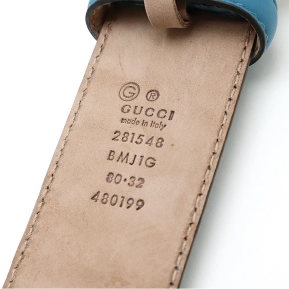 Gucci Microguccisima GG Teal Leather Belt with Gold Buckle main image 4